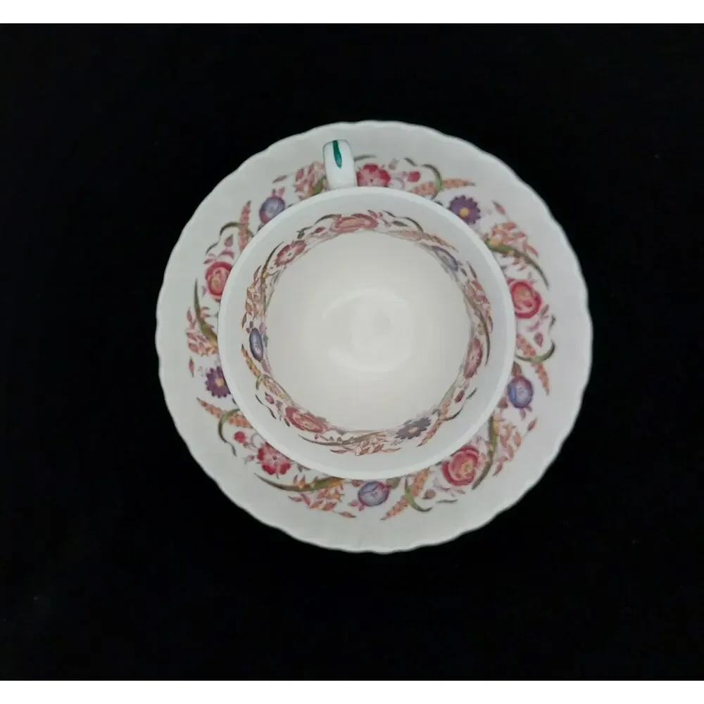 Wedgwood Cornflower Tea Cup & Saucer Set Vintage Floral Bone China England